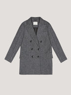 Doppiopetto long Striped denim