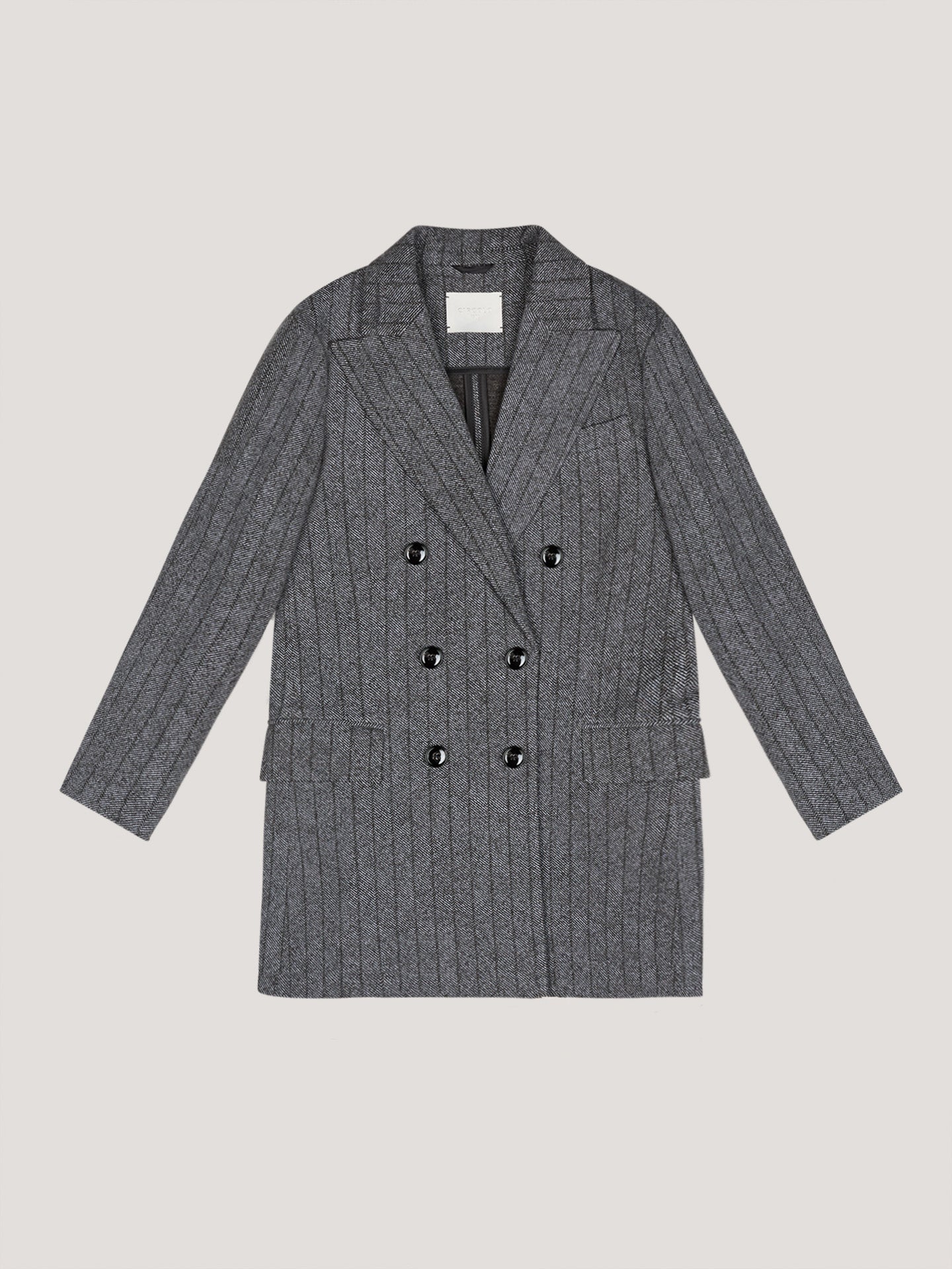 Doppiopetto long Striped denim