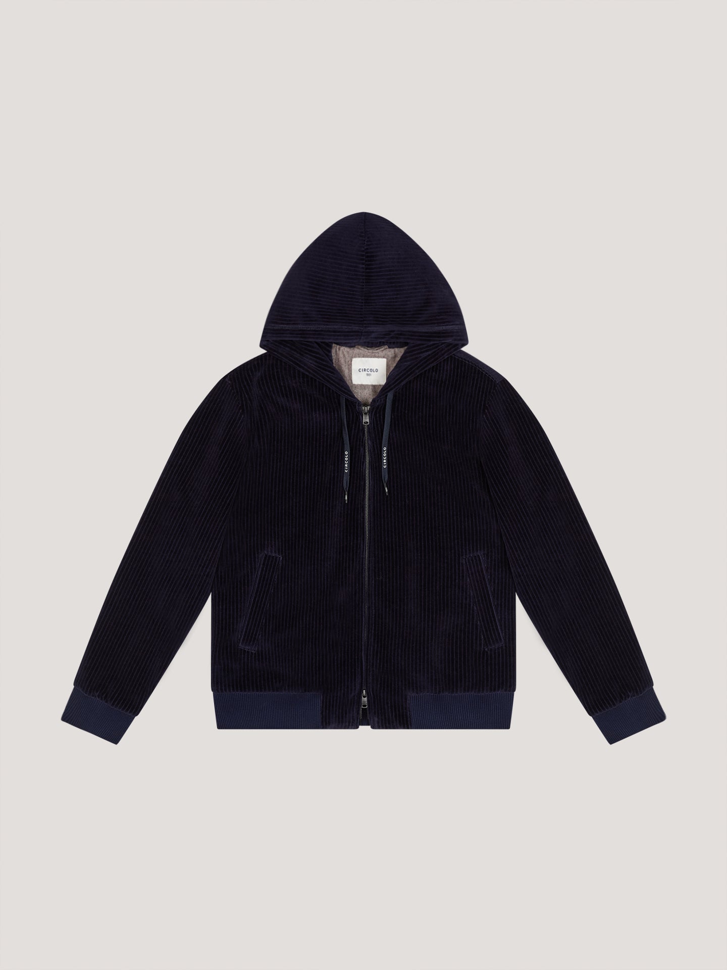 Felpa full zip con cappuccio corduroy