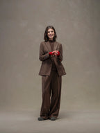 Flannel bistretch wide leg trousers