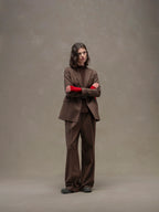 Flannel bistretch wide leg trousers