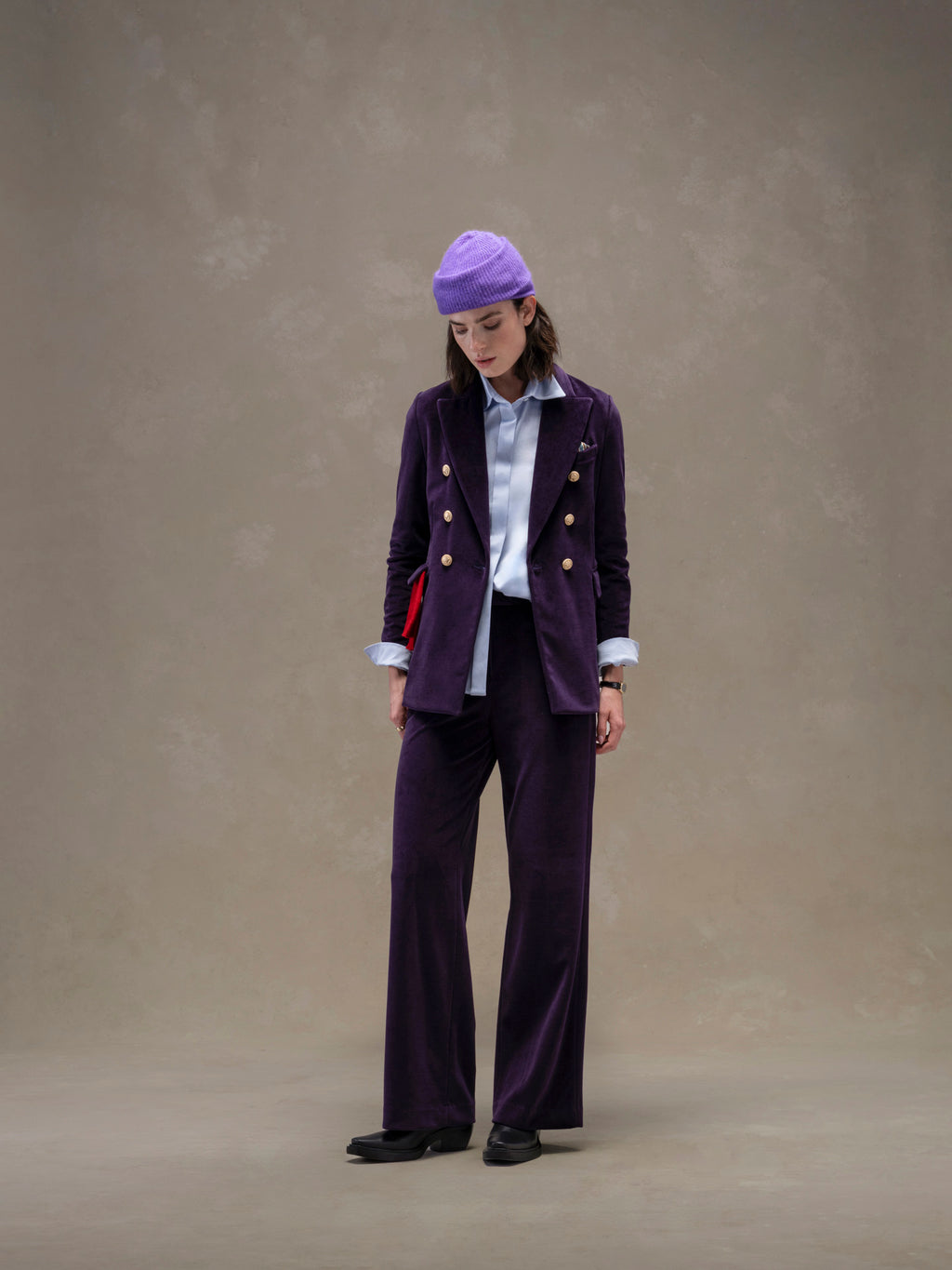 Velour double-breasted jacket