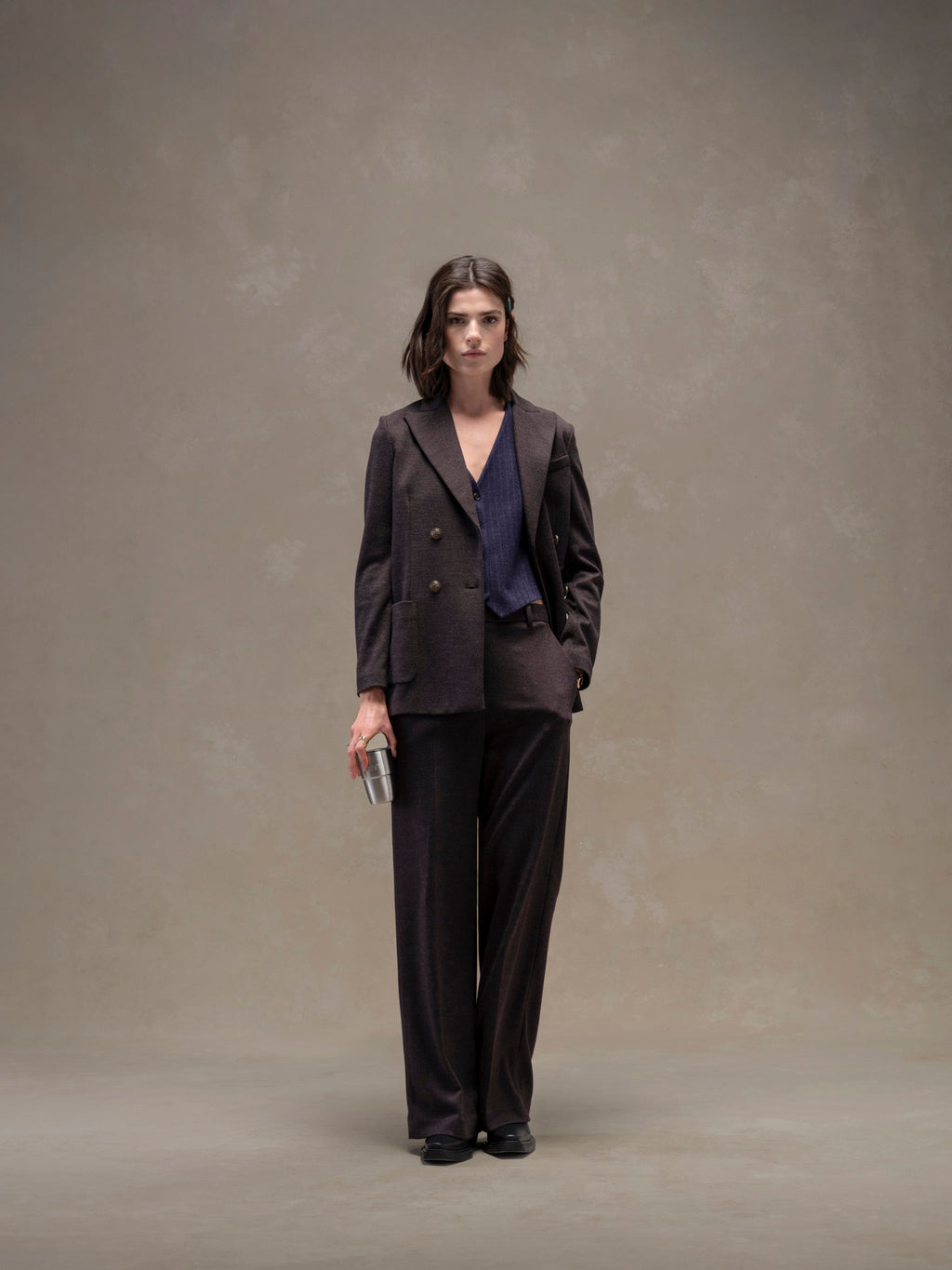 Diagonal double-breasted jacket
