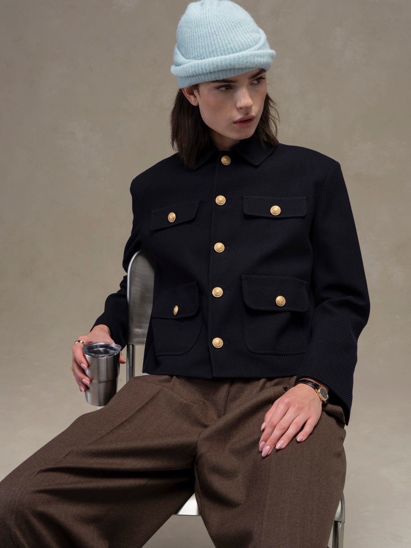 Cropped diagonal jacket