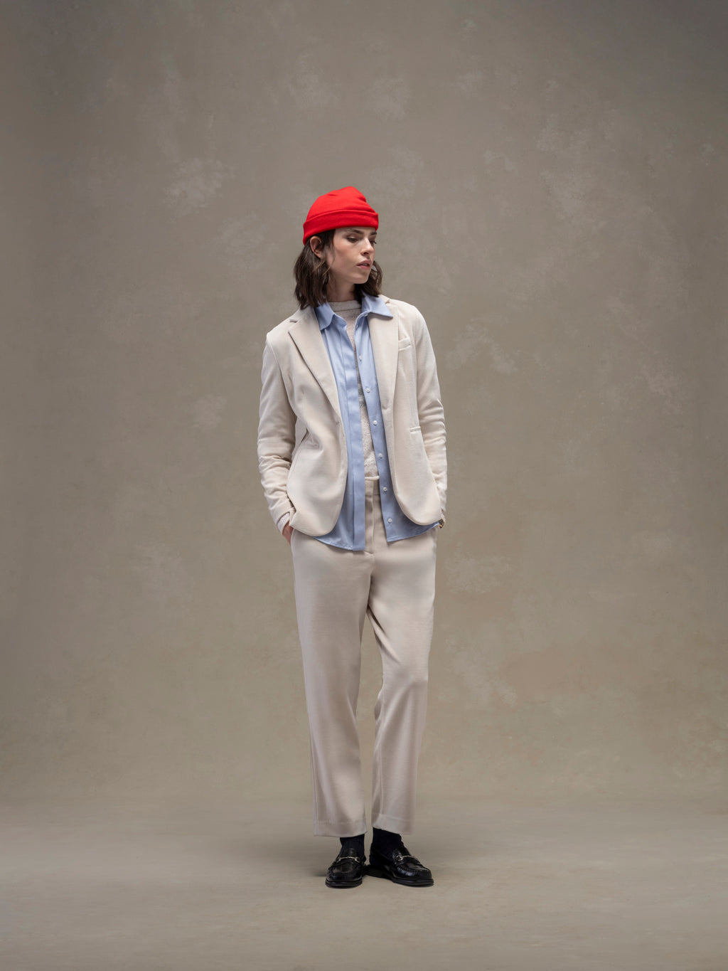 Slim long velour jacket