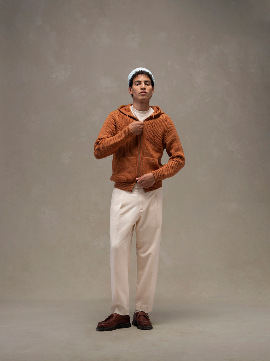 Knitted full zip hoodie