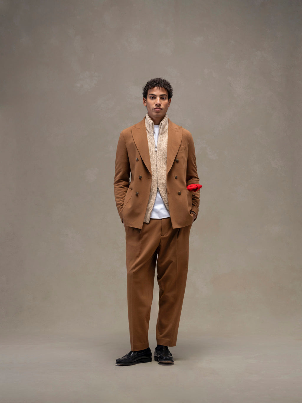 Cashmere touch double-breasted jacket