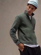 Ribbed turtleneck sweatshirt