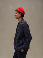 Striped simple jacket double breasted