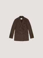 Flannel bistretch double-breasted jacket