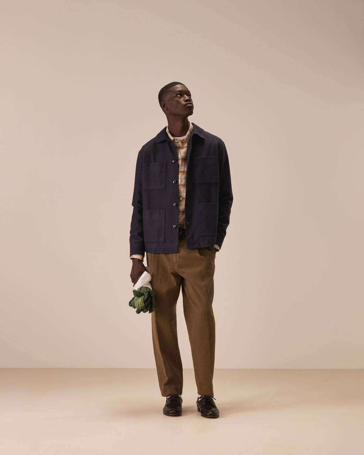 Shirt jacket diagonal wool