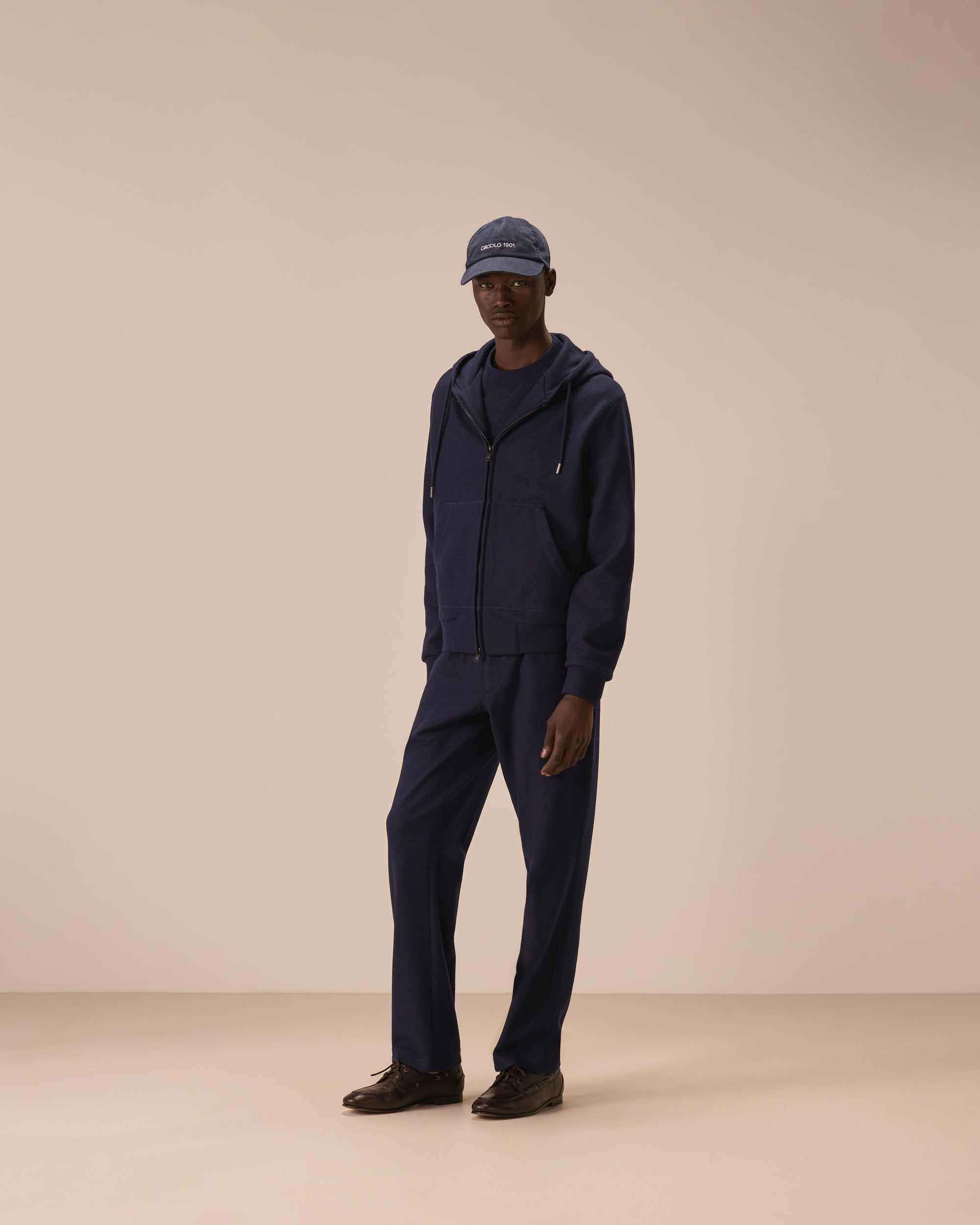 Felpa full zip soft felted jersey wool