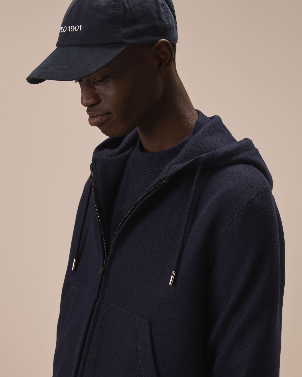 Felpa full zip soft felted jersey wool