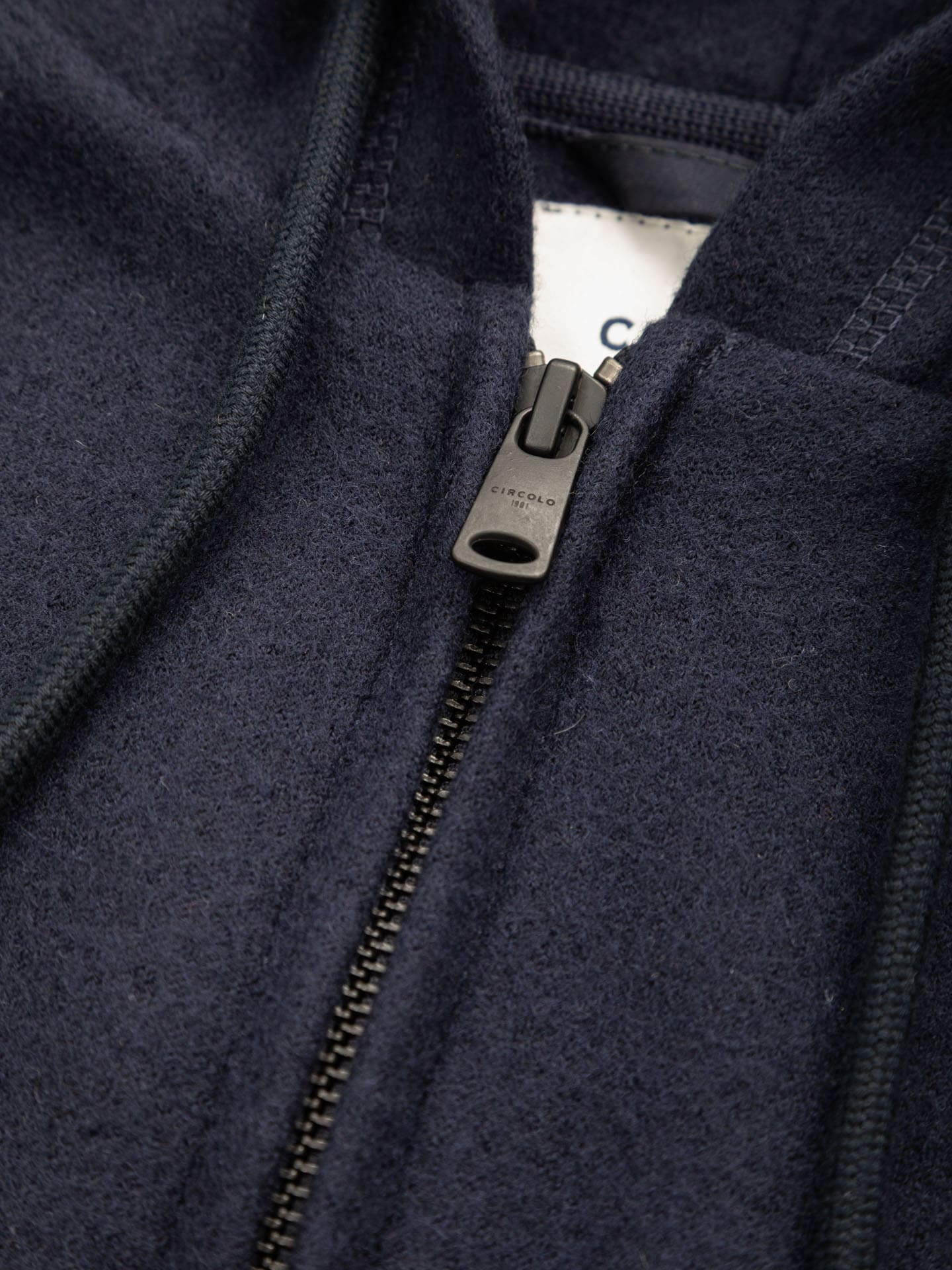 Felpa full zip soft felted jersey wool