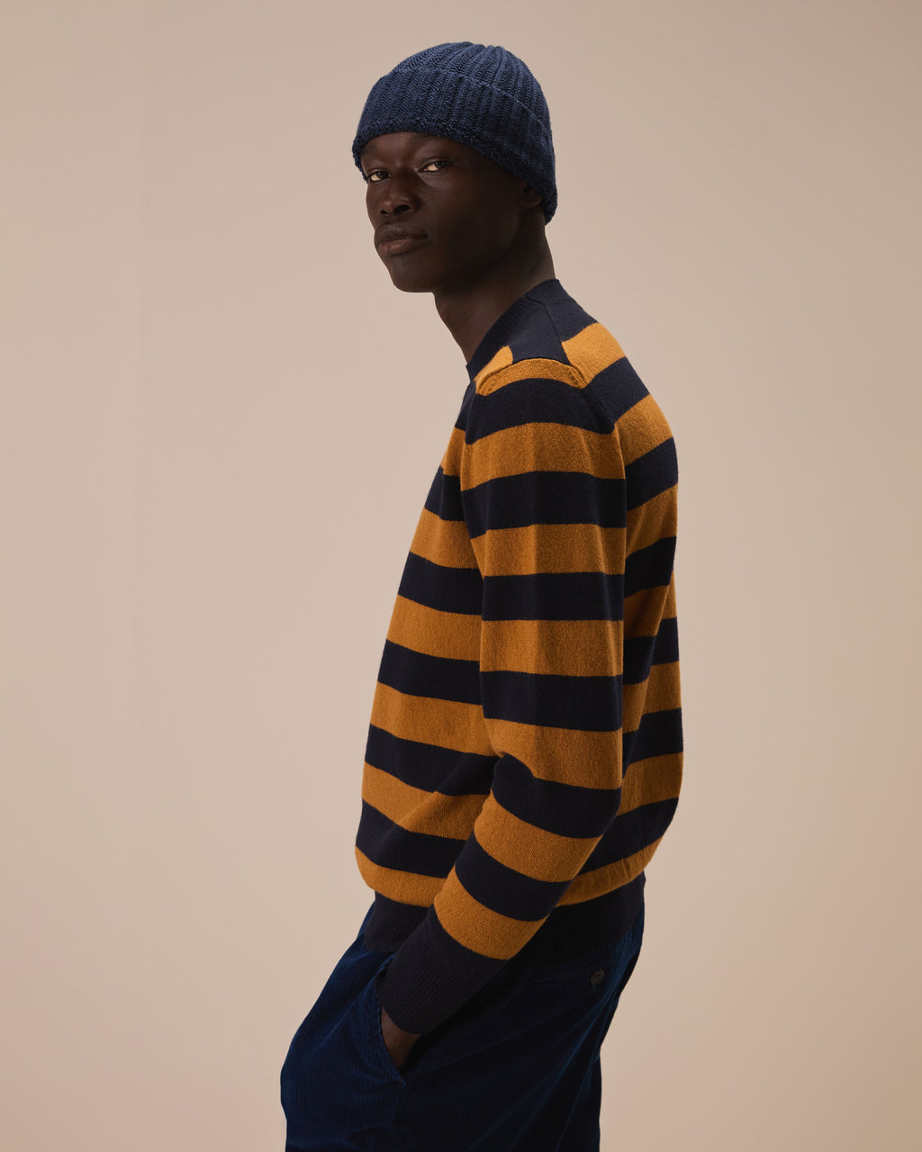 Maglia boxy a righe in lana