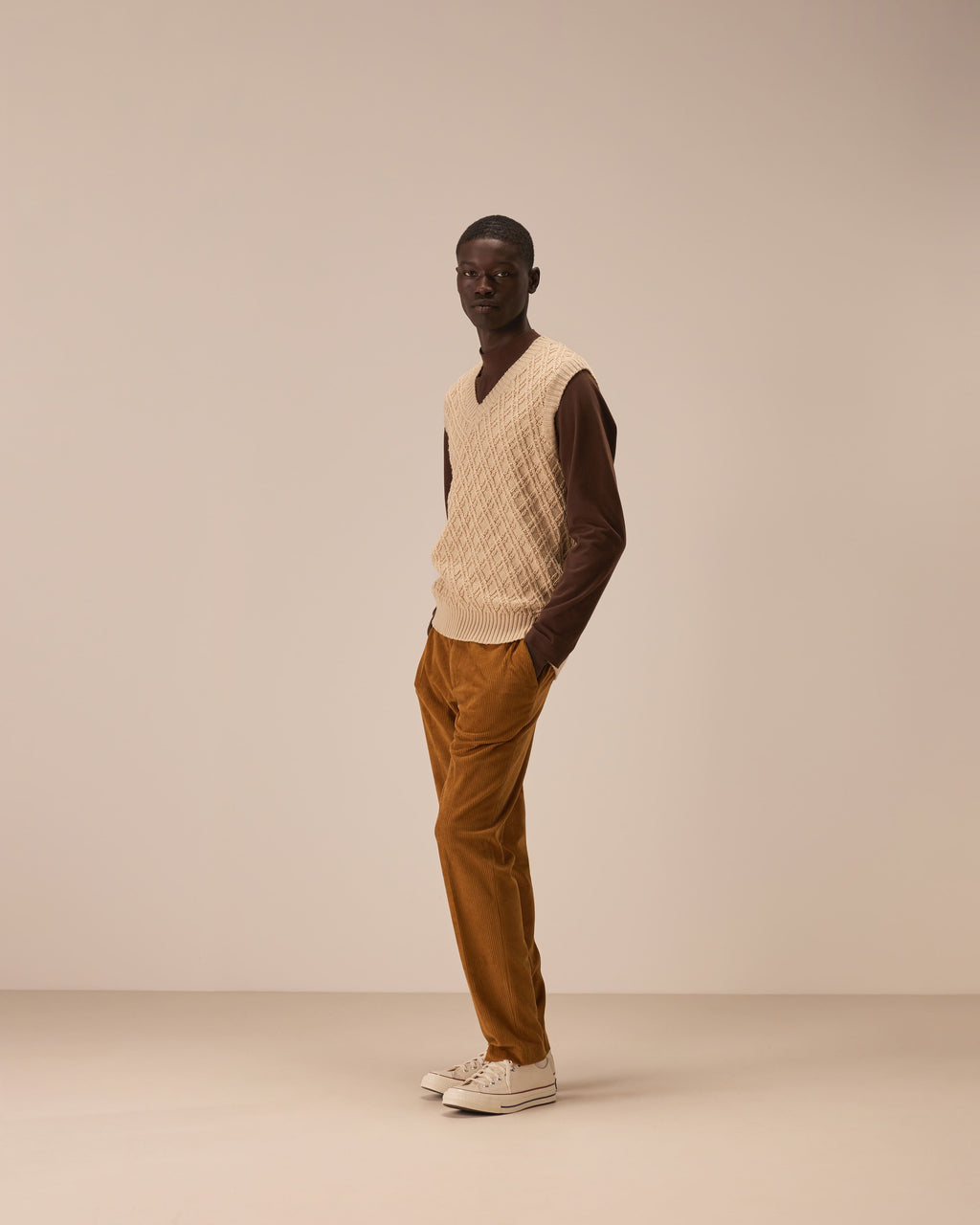 Gilet in lana merino fine diamond stitch