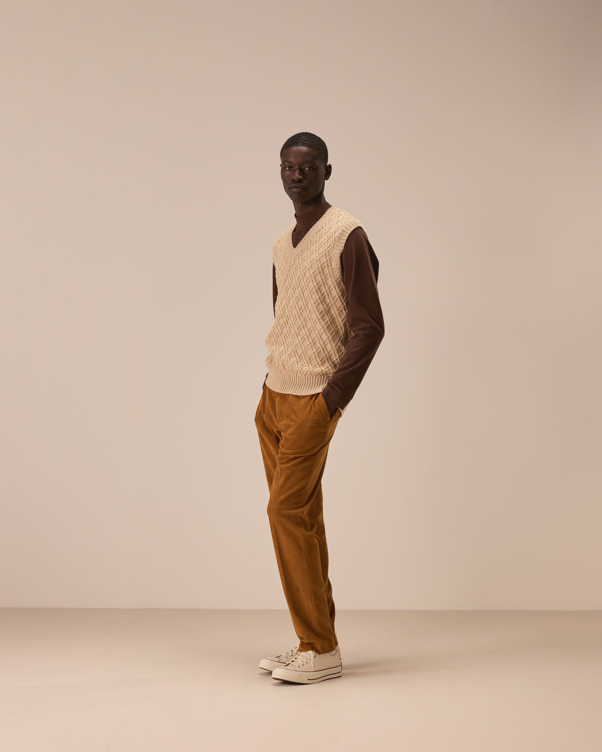 Gilet in lana merino fine diamond stitch