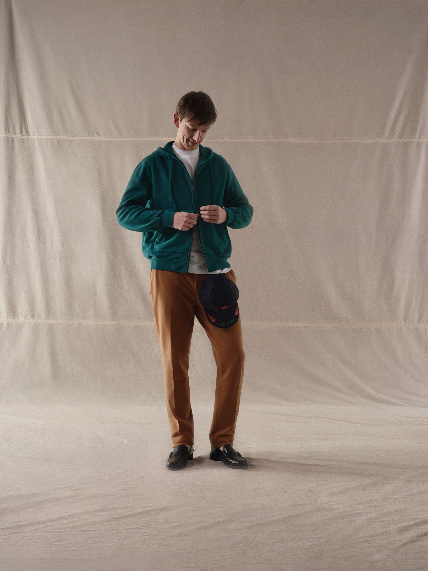Felpa con cappuccio full zip cachemire touch