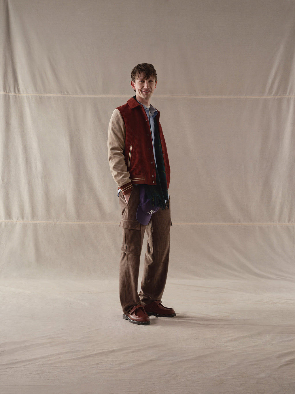 Corduroy varsity jacket