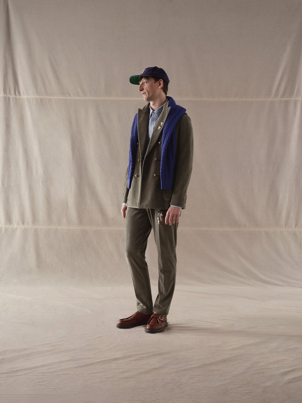 Corduroy double-breasted jacket