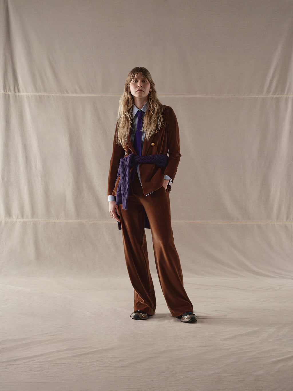 Masculine velour trousers