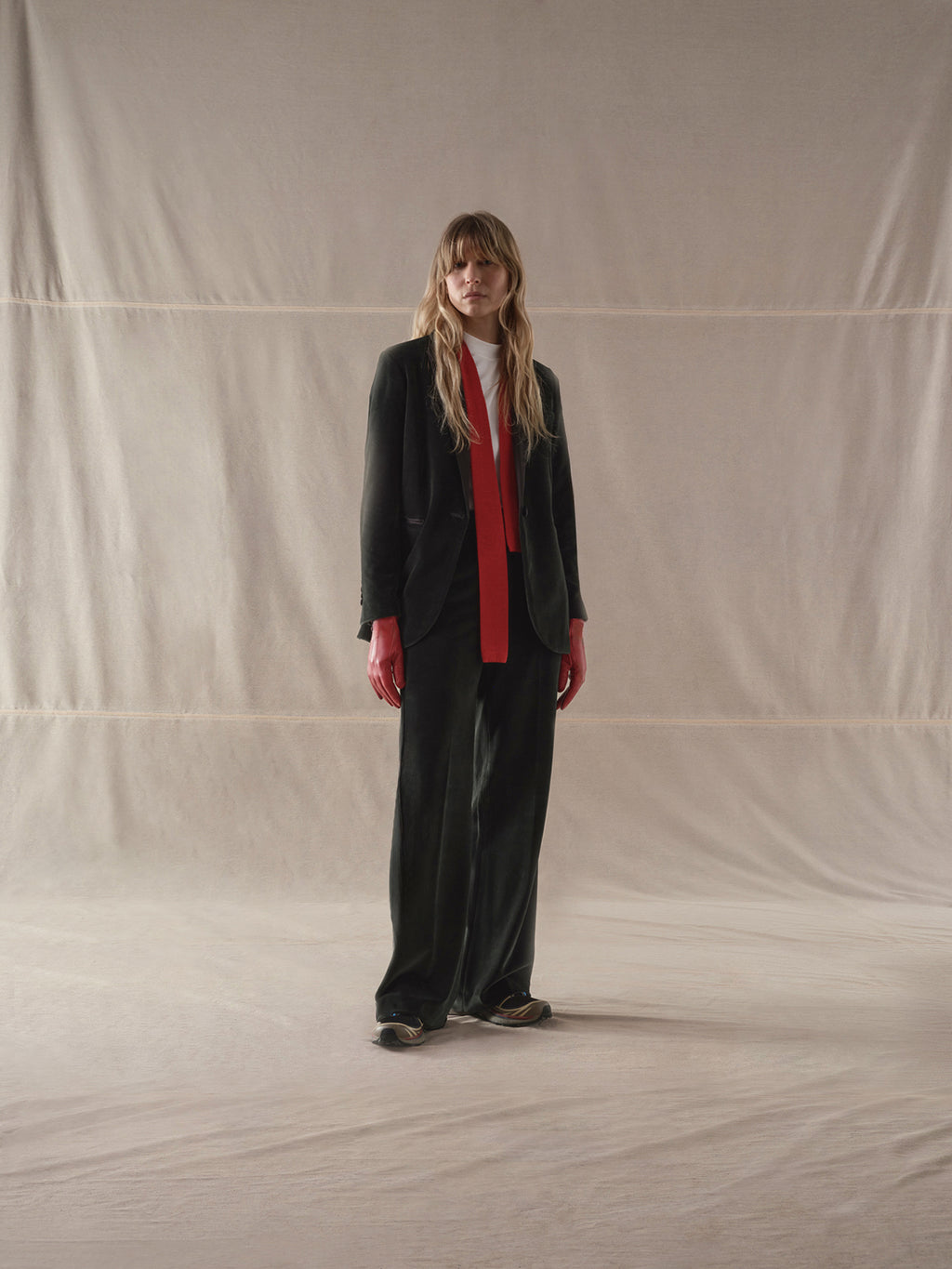 Masculine velour trousers