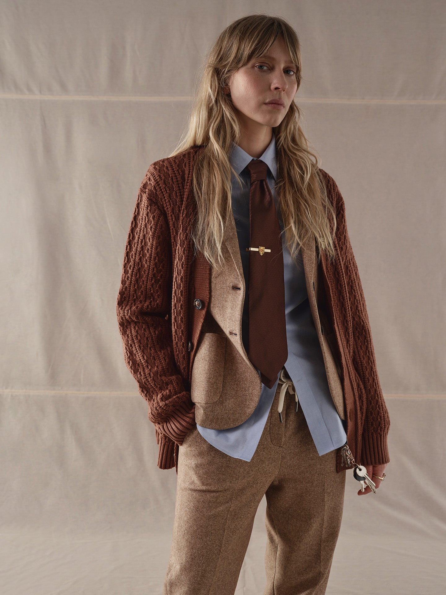 Pantalone chino coulisse Herringbone