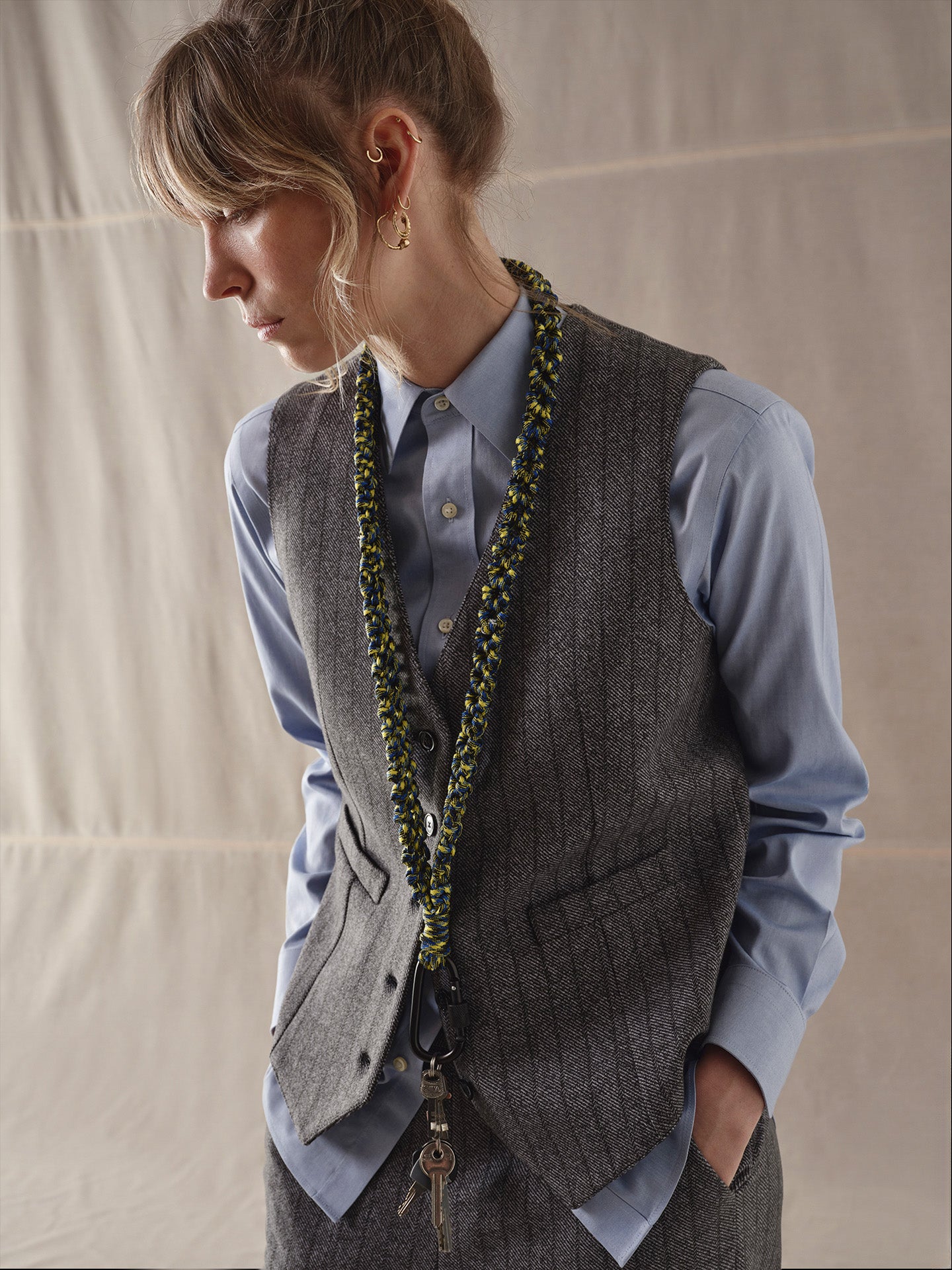 Gilet Striped denim