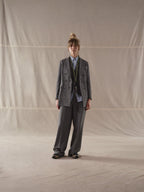 Doppiopetto long Striped denim