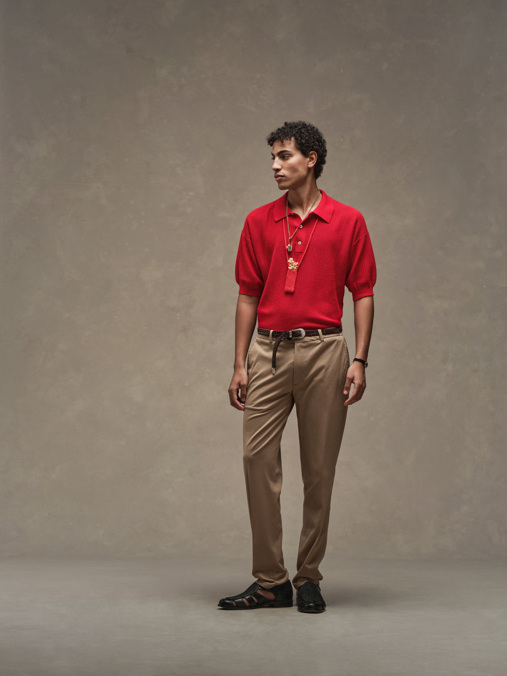 Eyelet pattern polo shirt