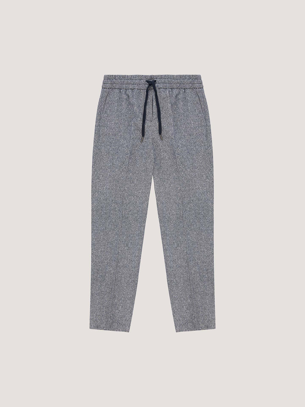 Herringbone coulisse chino trousers