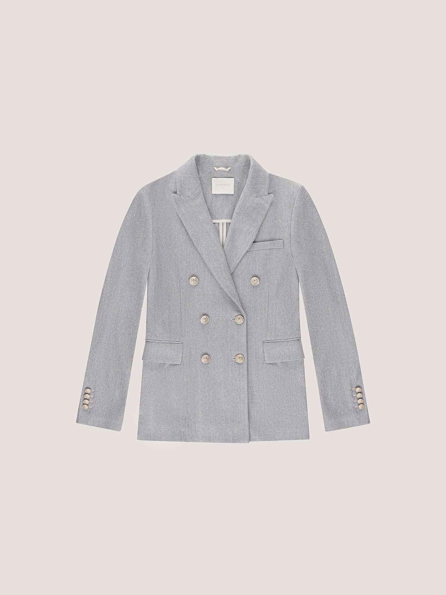 Double-Breasted Jacket in Herringbone Multilino