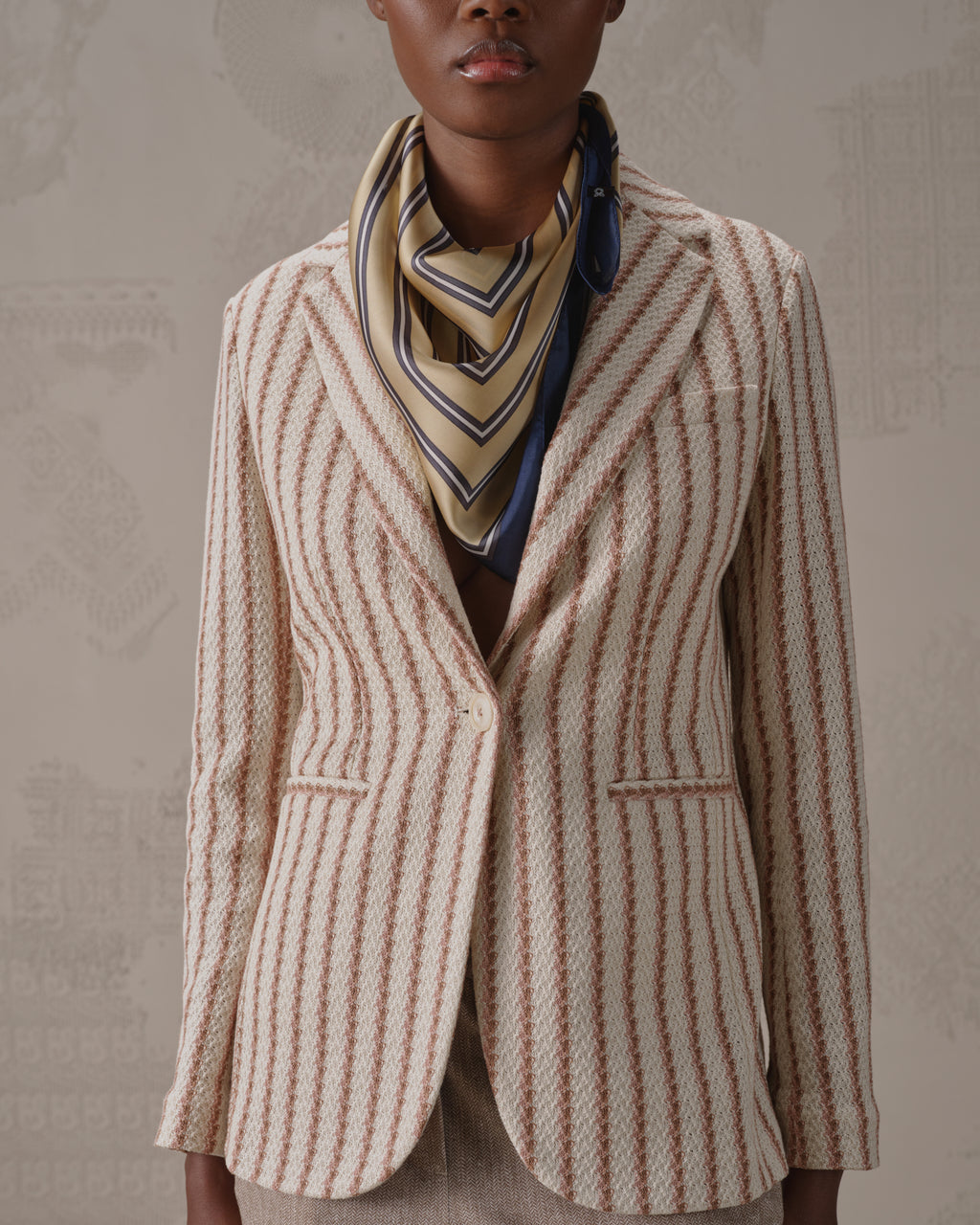 Slim Long Jacket Knitted Striped