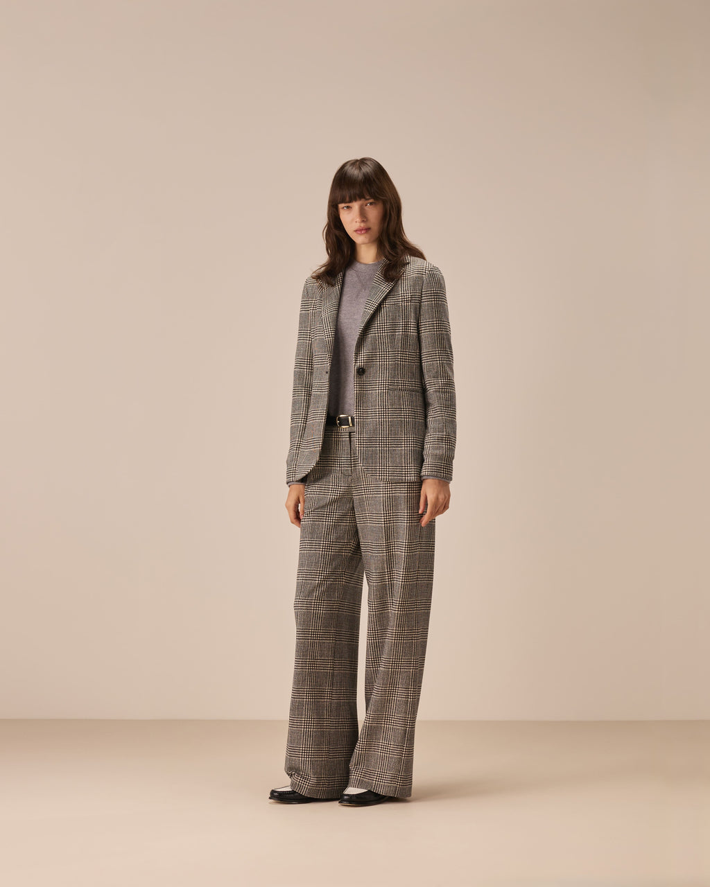 Pantalone masculine regular prince of Wales light fleece