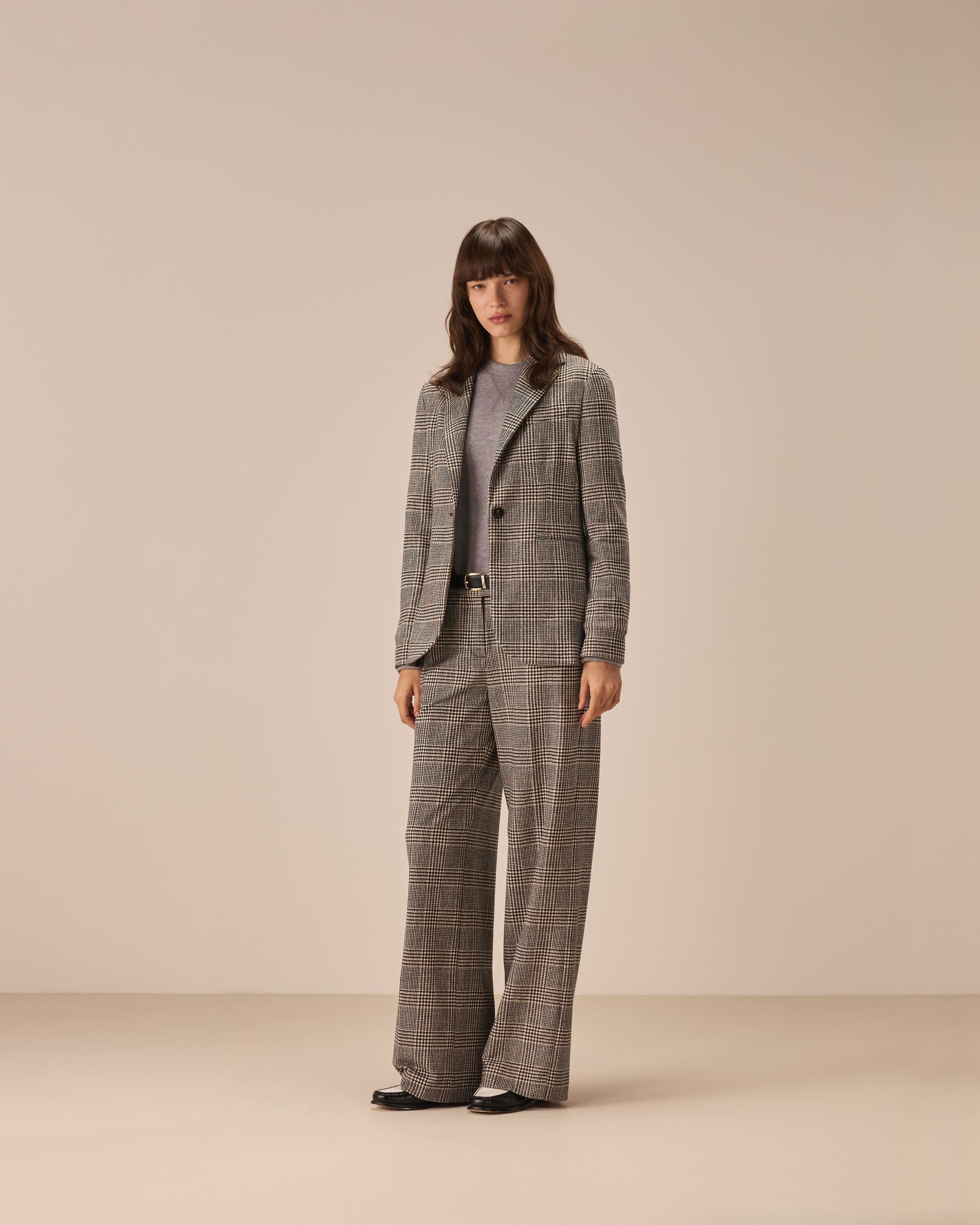 Pantalone masculine regular prince of Wales light fleece