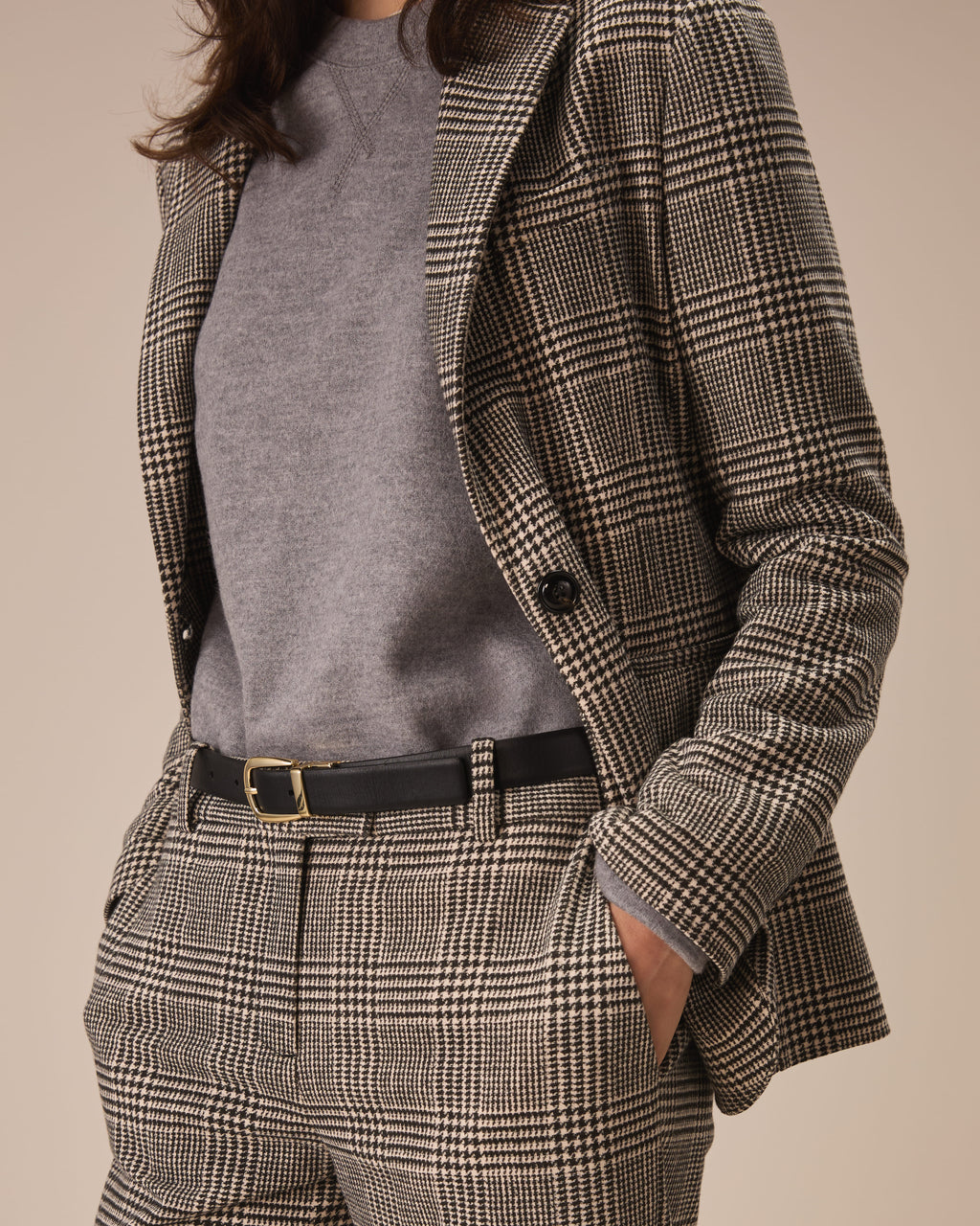 Pantalone masculine regular prince of Wales light fleece