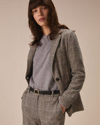 Giacca slim long prince of Wales light fleece