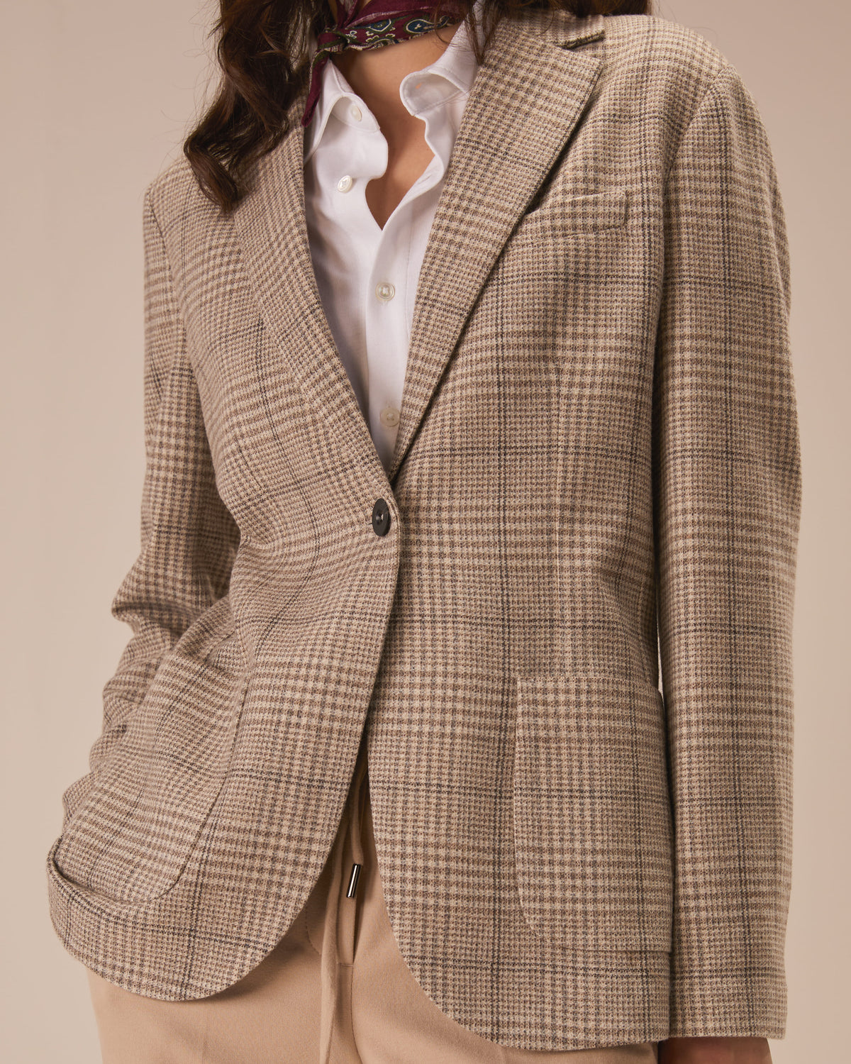 Giacca slim long luxury check wool