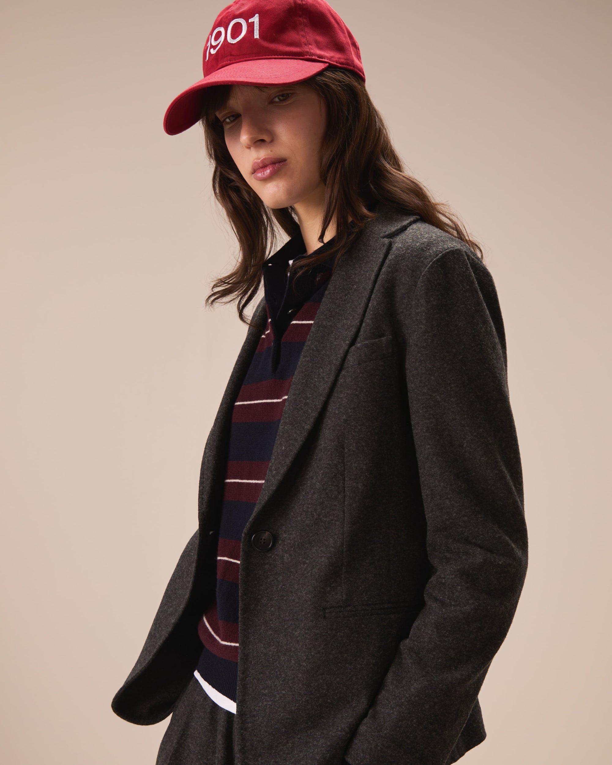 Giacca slim long jersey stretch wool flannel