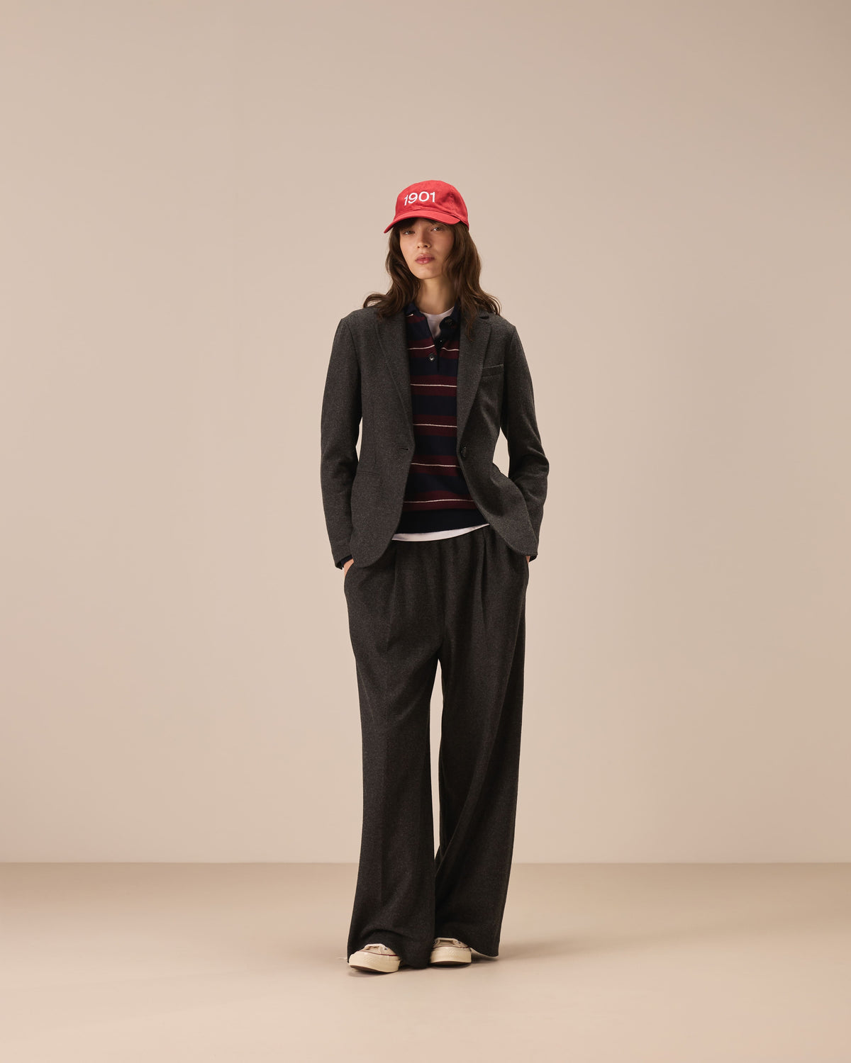 Pantalone wide leg luxury check wool