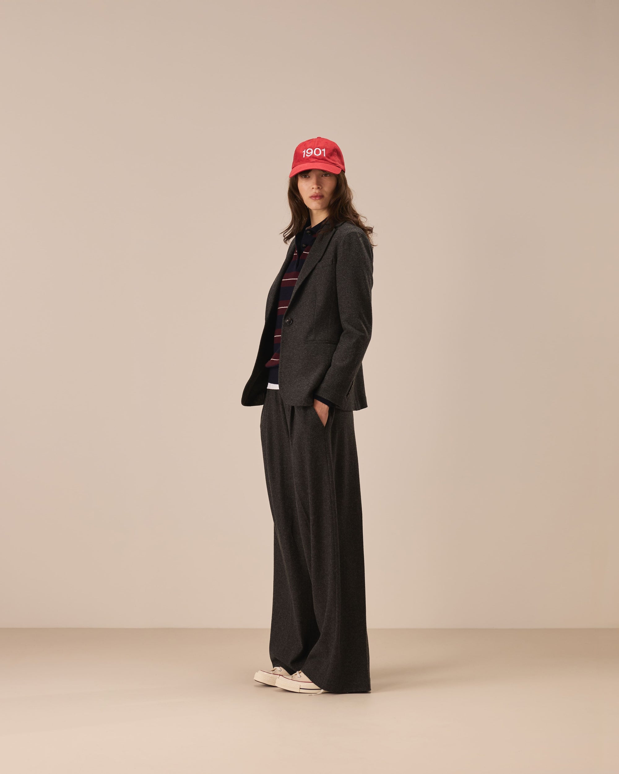 Pantalone wide leg luxury check wool