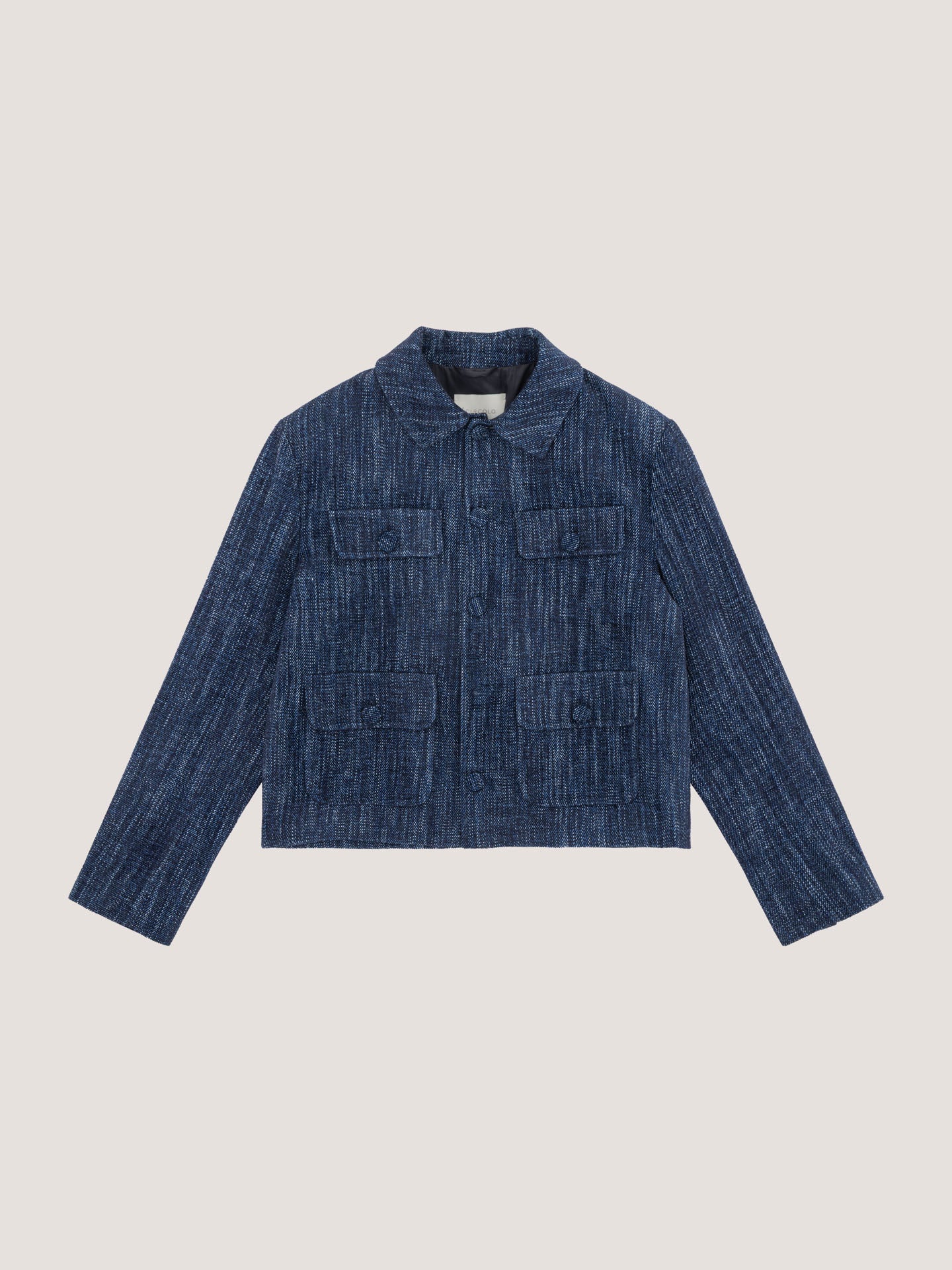 Giacca cropped chenille blu jeans