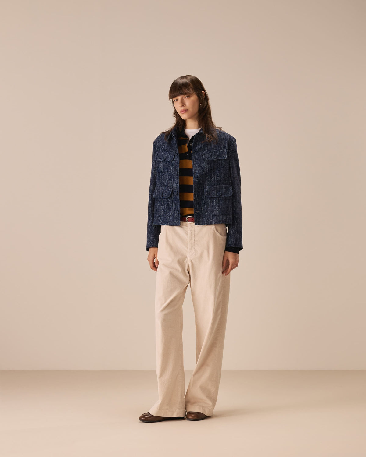 Giacca cropped chenille blu jeans