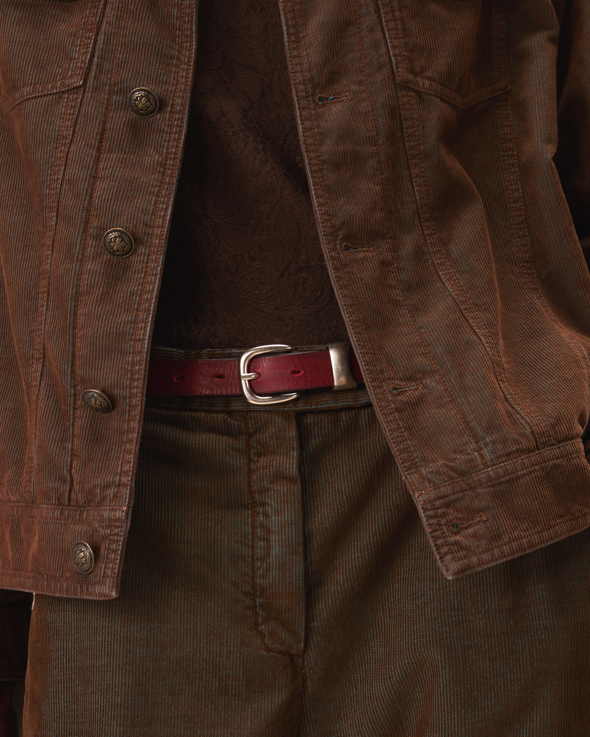 Pantalone masculine vita alta trucker two-tone velvet