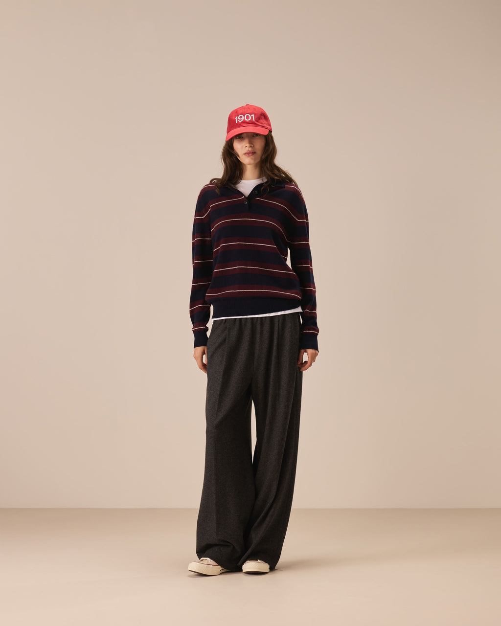 Polo lana striped cabernet