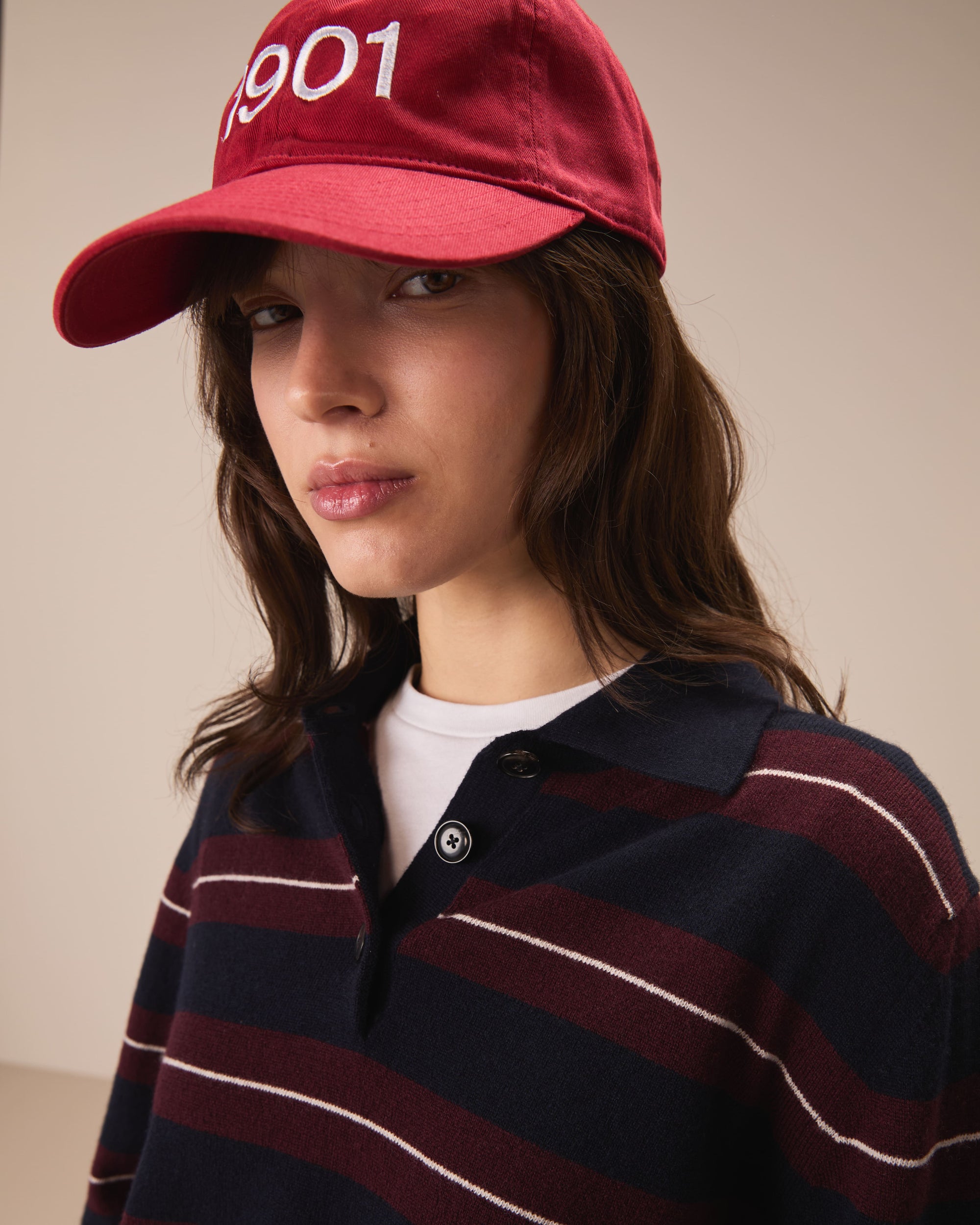 Polo lana striped cabernet