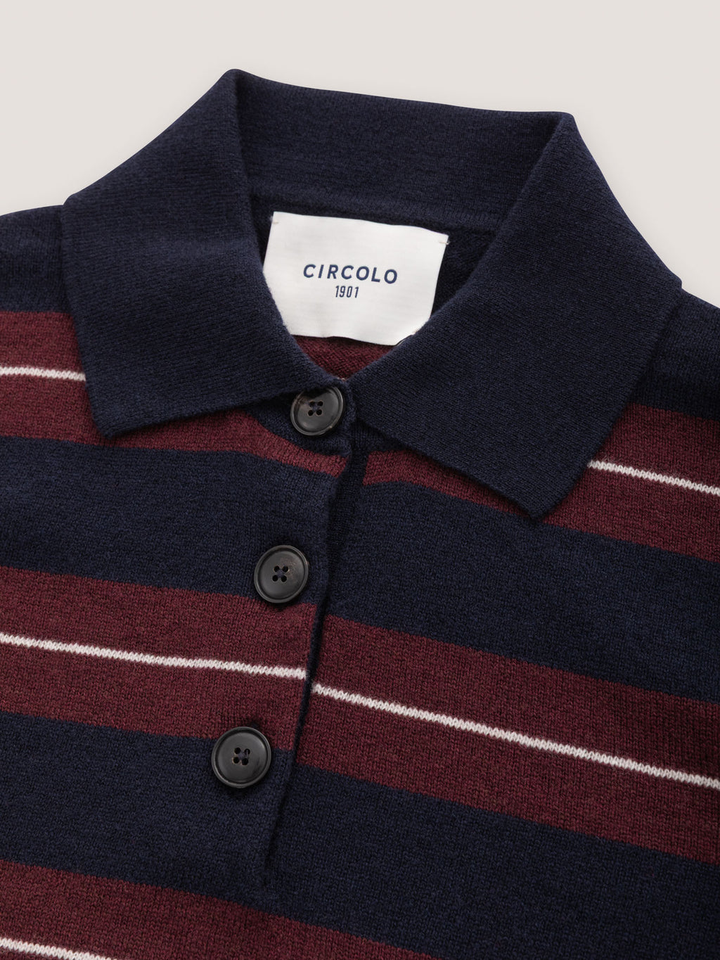 Polo lana striped cabernet