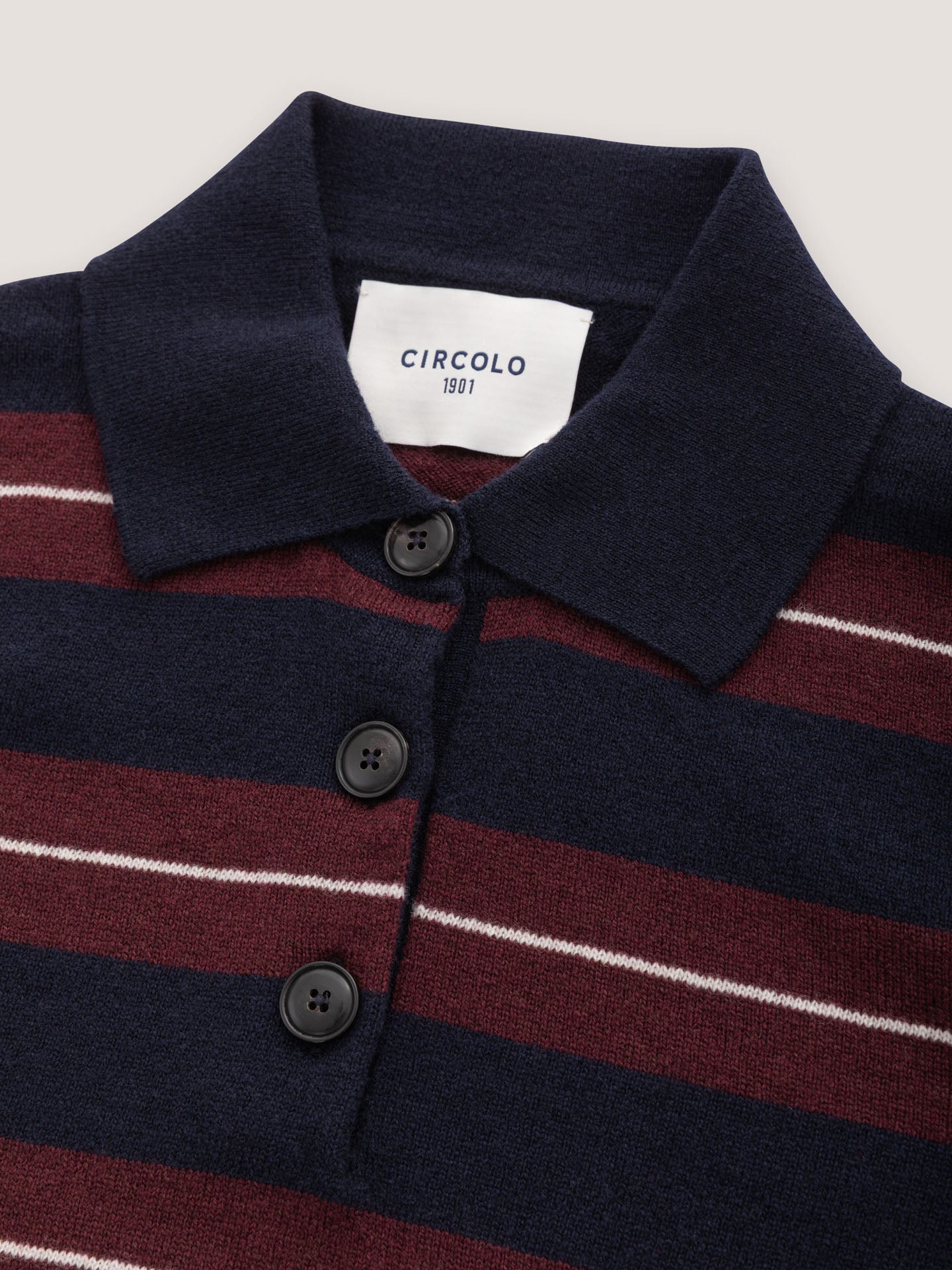 Polo lana striped cabernet