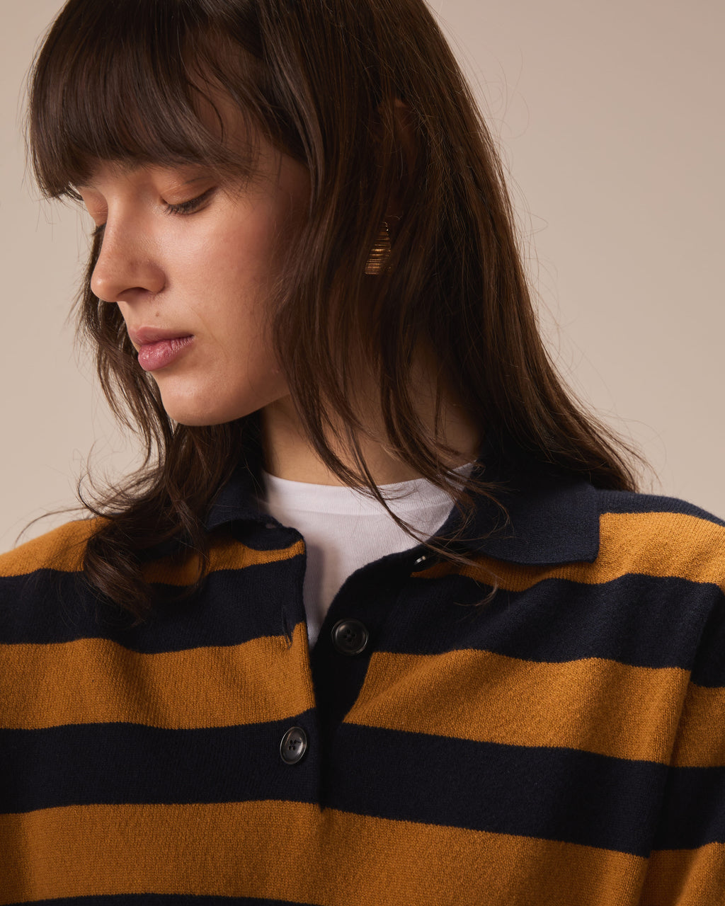 Polo lana striped ginger
