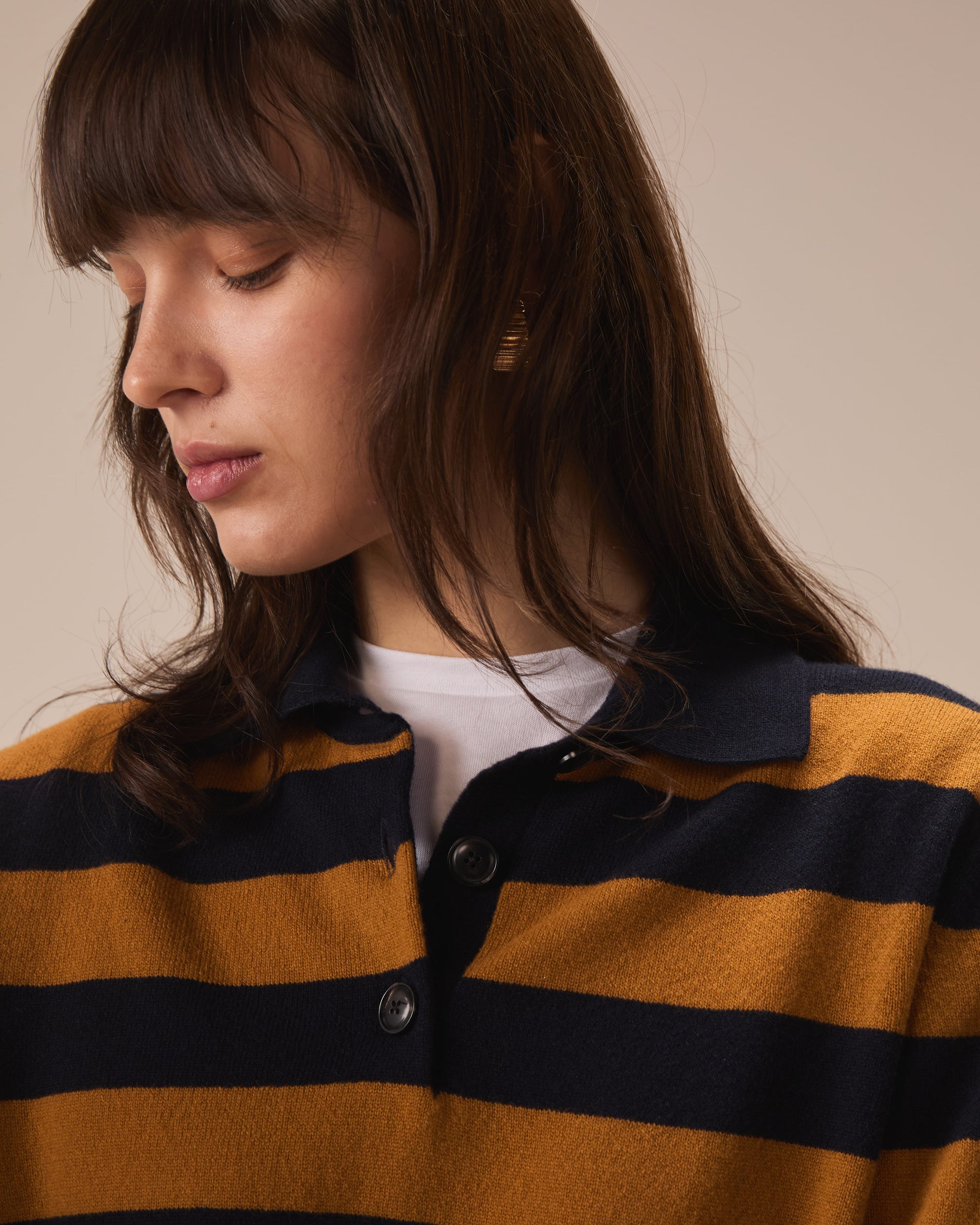 Polo lana striped ginger